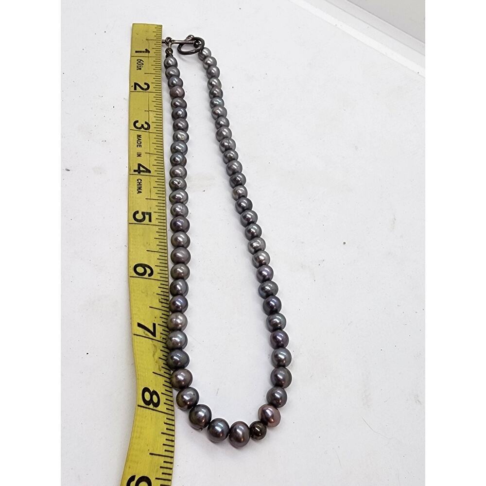 Gray Peacock Pearl Freshwater Genuine Necklace Toggle Clasp Iridescent 18" Real - Picture 7 of 7